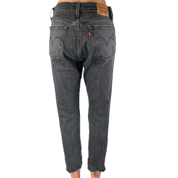 Levi's 501 Women's Black High Waisted Button Fly Skinny Denim Jeans Size 26 - Picture 3 of 5